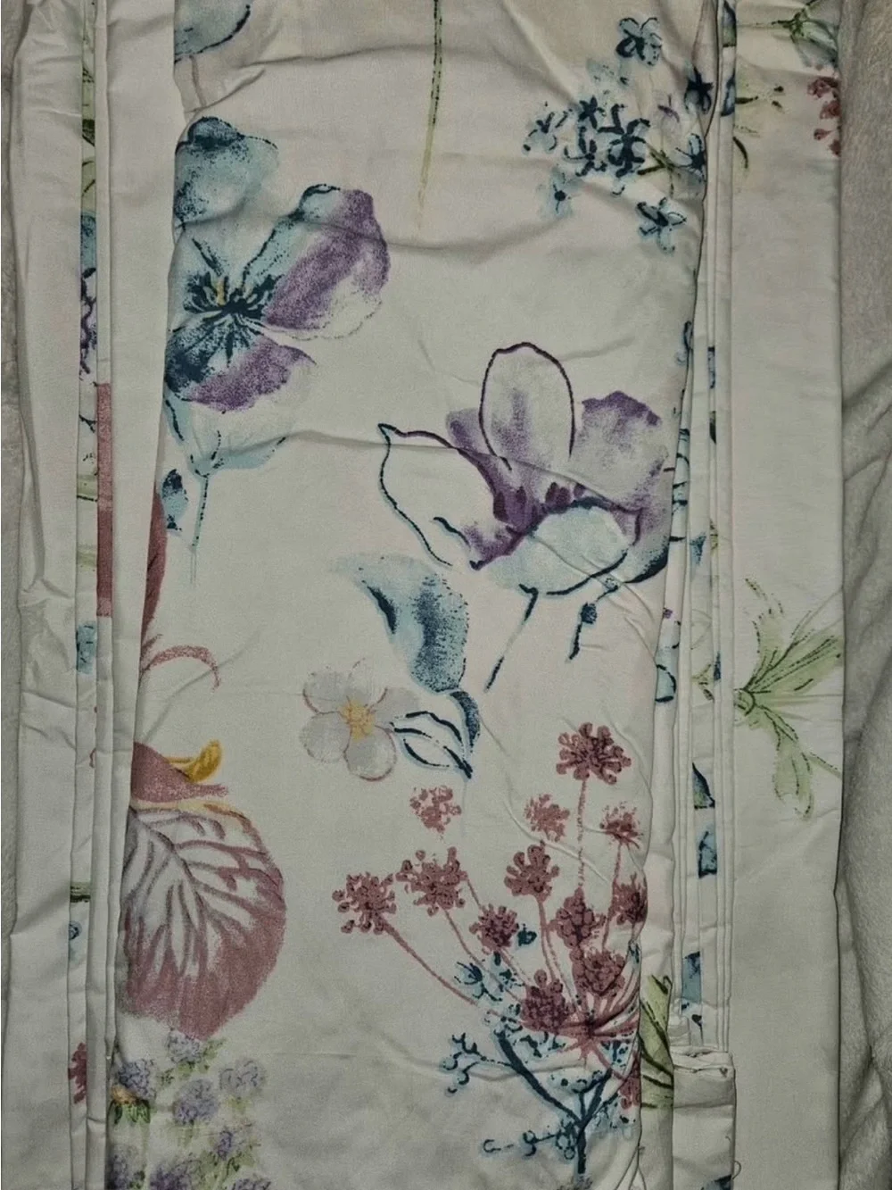 Cotton Floral Pillow Sham - White with Pink Blossoms
